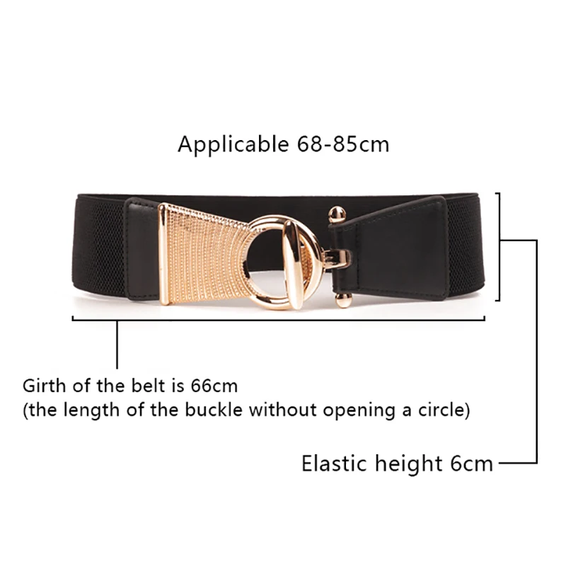 Elegant Vintage Metal Buckle Elastic Belt For Women - Wide Waistband For Dress Coats And Girdles