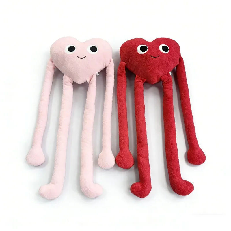 

2026 New Heart Plush Pillow Long Leg Soft Stuffed Toy Cute Kawaii Red Doll Valentine’s Day Gift Kids Room Decor Collectible