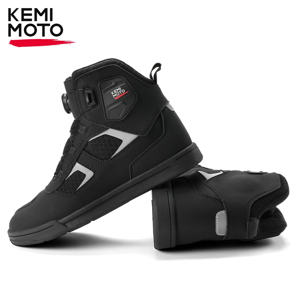 

Motorcycle Shoes for Men Lace-Free Boots Summer Breathable Mesh Upper Riding Urban Commuter Motorcycle Footwear