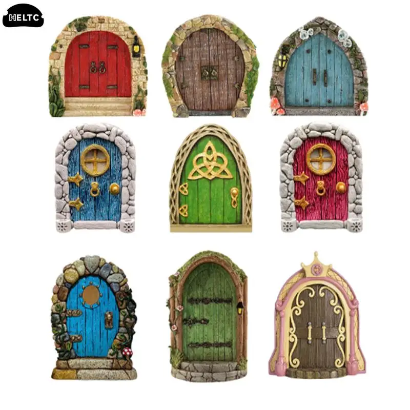 1Pc Wood Miniature Dollhouse Fairy Door Home Mini Arch Window Door Mouse Hole Decoration Outdoor Garden Sculpture Elf Craft