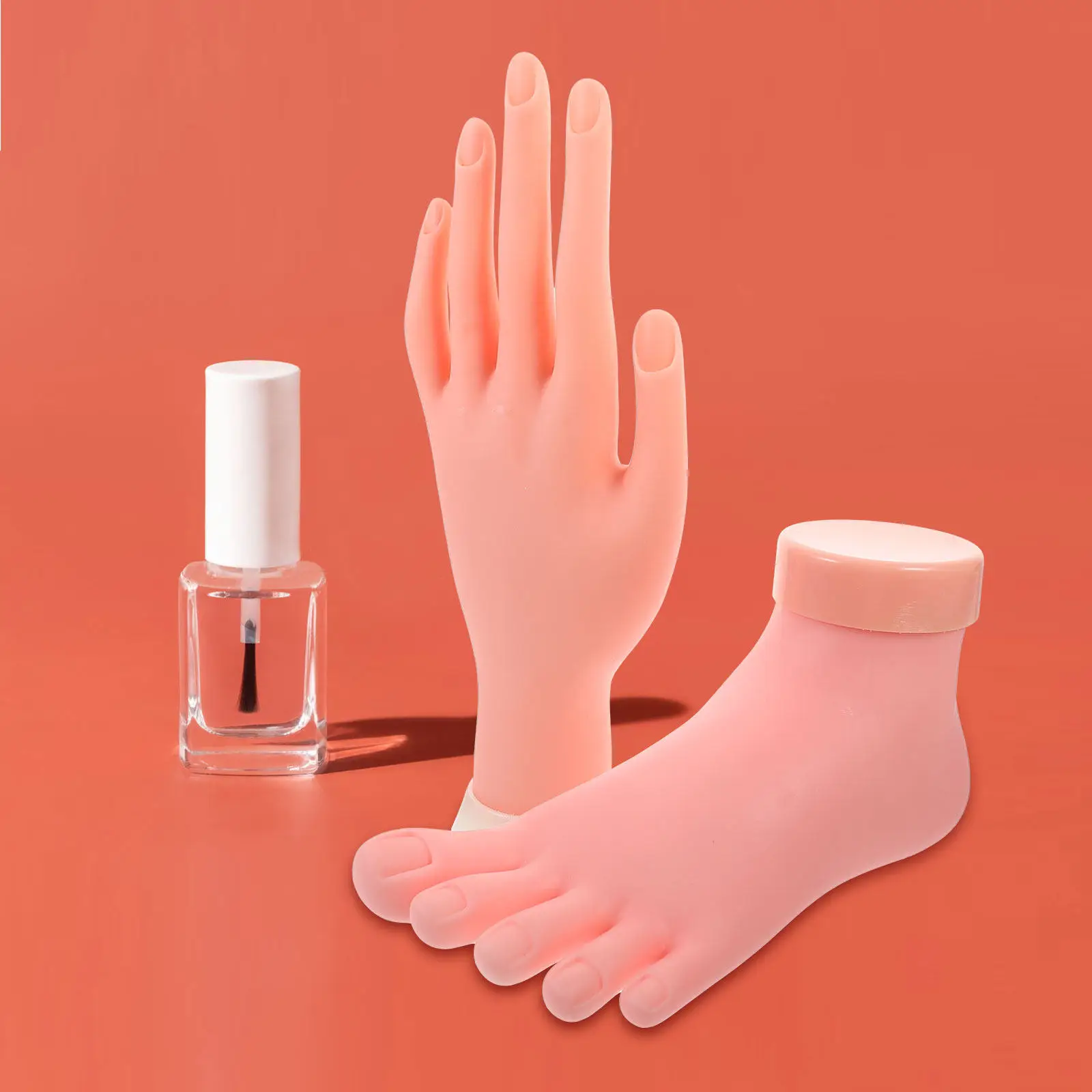 2Pcs Manicure Training Fake Hand Foot Nail Art Practice Tool Lightweight Reusable for Beginners Manicures Fake Hand view 3