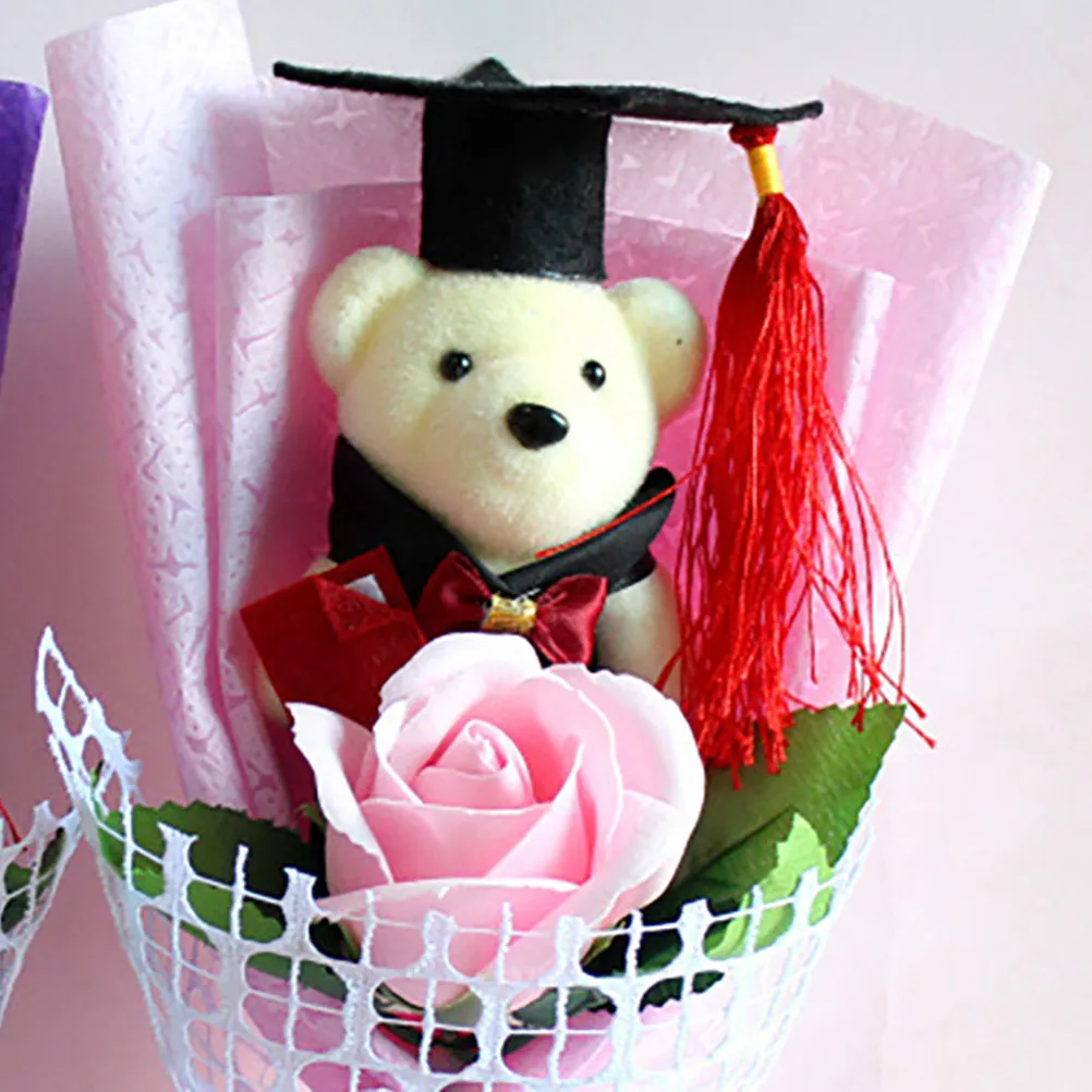 

4Pcs Mini Graduation Bear Ornament Simple Lightweight Bouquet Decoration DIY Supplies Graduation Festival Accessory