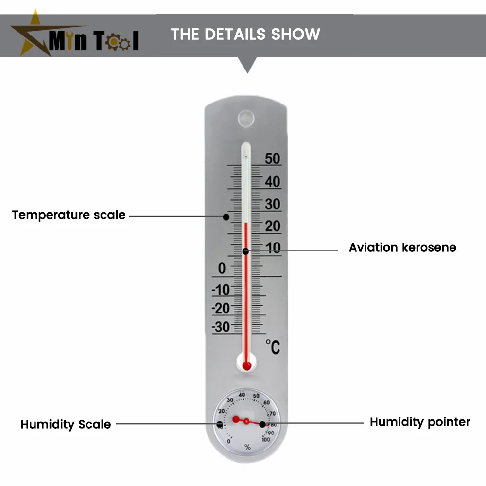 Termometr zewnętrzny wewnętrzny i higrometr do pomiaru miernik temperatury i wilgotności na ścianie wiszący szklany termometr domowe narzędzie
