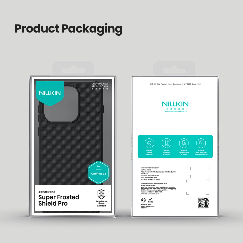 Nillkin per OnePlus 15 Custodia Super Frosted Pro Protezione fotocamera PC rigido + paraurti in TPU Cover posteriore completa opaca