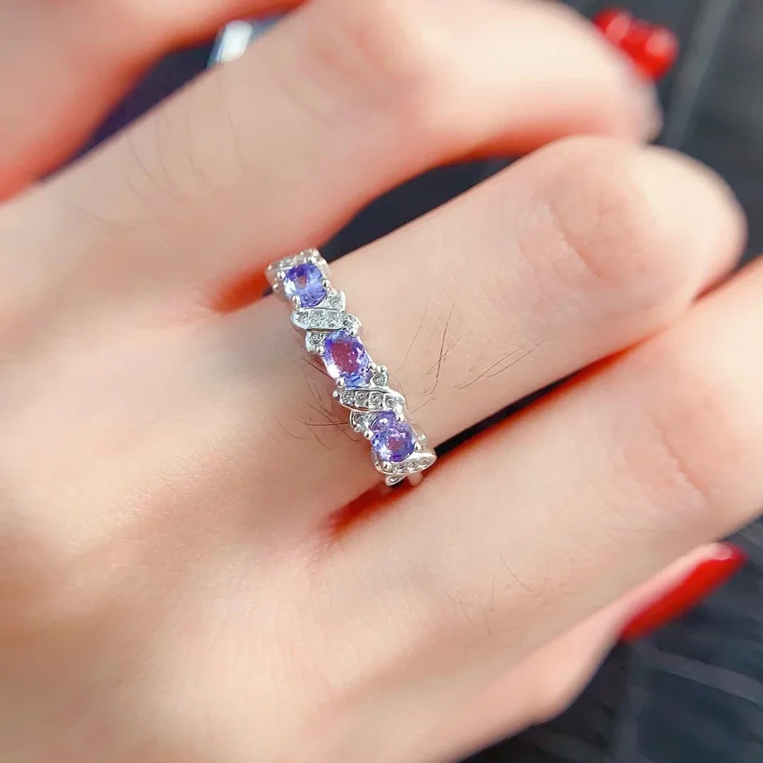 

Exquisite 925 Silver Ring 3mm*4mm 0.5ct Natural Tanzanite Ring 18K Gold Plated Tanzanite Jewelry with 18K Gold Plating