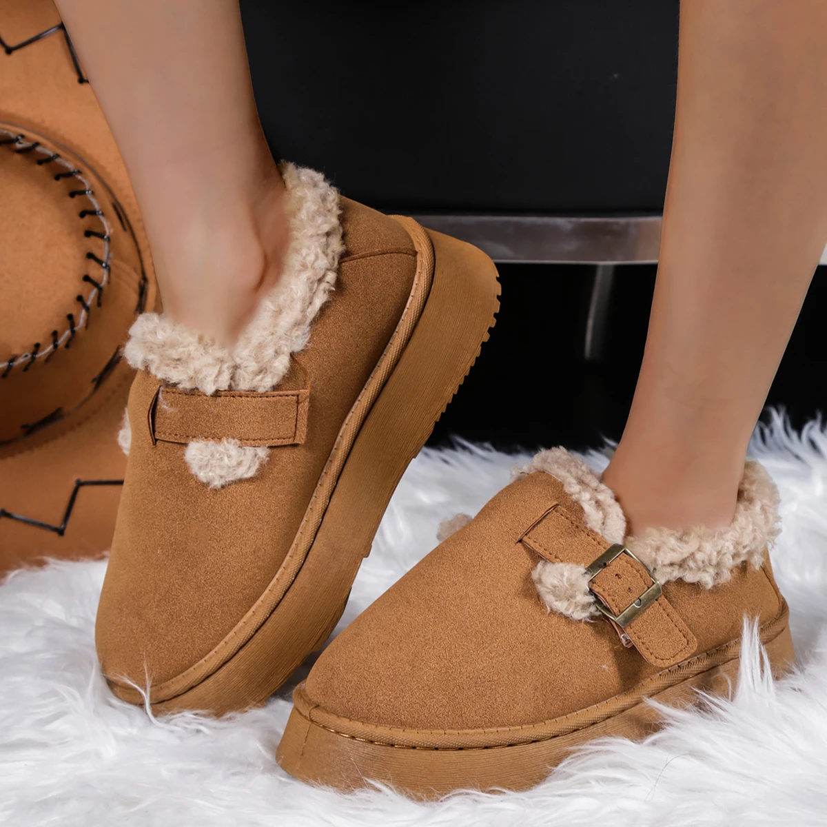 

Women Ankle Boots 2025 New Comfortable Leisure Shoes Round Toe Platform Cotton Shoes Women Thick Bottom Plush Casual Snow Boots