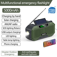 ABBREE Outdoor Emergency Radio 5000mAh FM AM LED Flashlight Charge by Solar Mobile Phone Charging Hand Crank SOS Alarm Compass