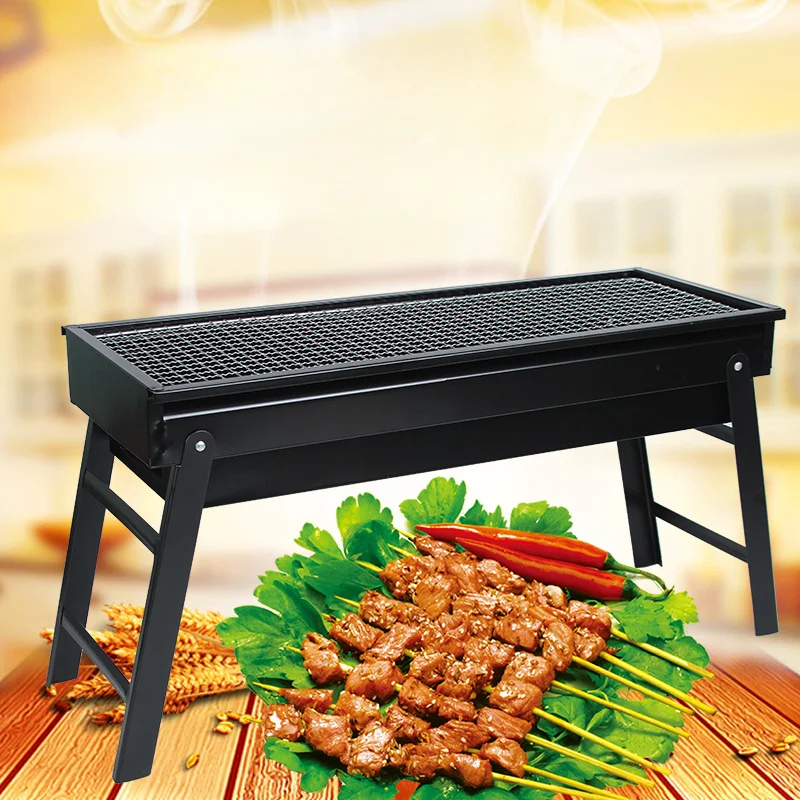 

Multiple Sizes of Black Iron Outdoor Barbecue Grill Portable Folding Square Barbecue Rack with Bracket