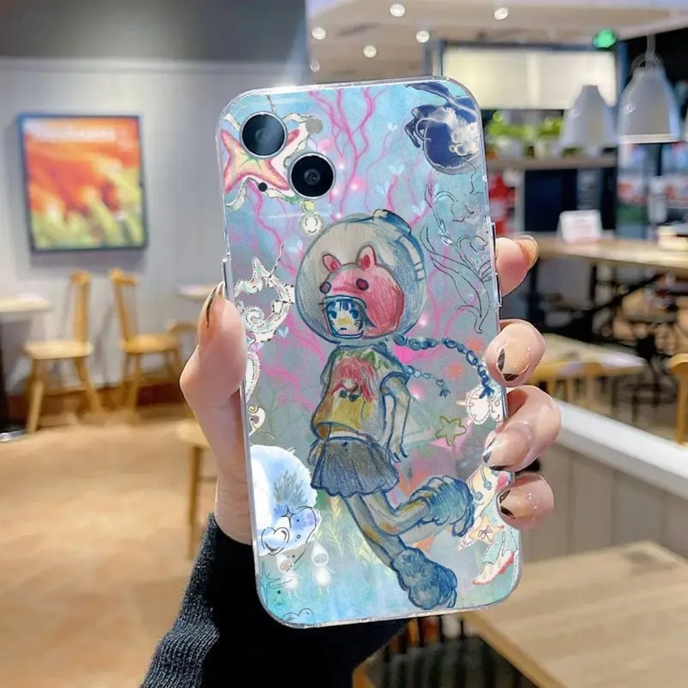 Aya Takano Japanese painter Phone Case For iPhone 15,14,13,12,11 Plus,Pro,Max,XR,XS,X,7,8 Plus,SE,Mini Transparent Silicone Soft