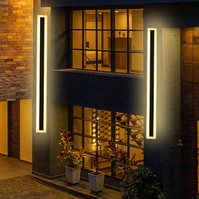 2Pack Modern LED Wall Sconce 3000K IP65 Waterproof Black Wall Mount Lamp For Porch Garage House Exterior Lighting