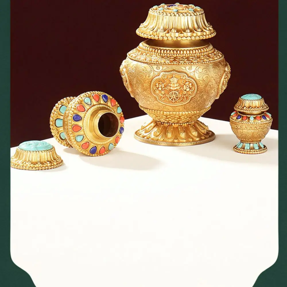 Elegant Copper Nectar Vase Ornament Home Decoration Zen Style Altar Supply Traditional Ritual Vessel Desktop Art