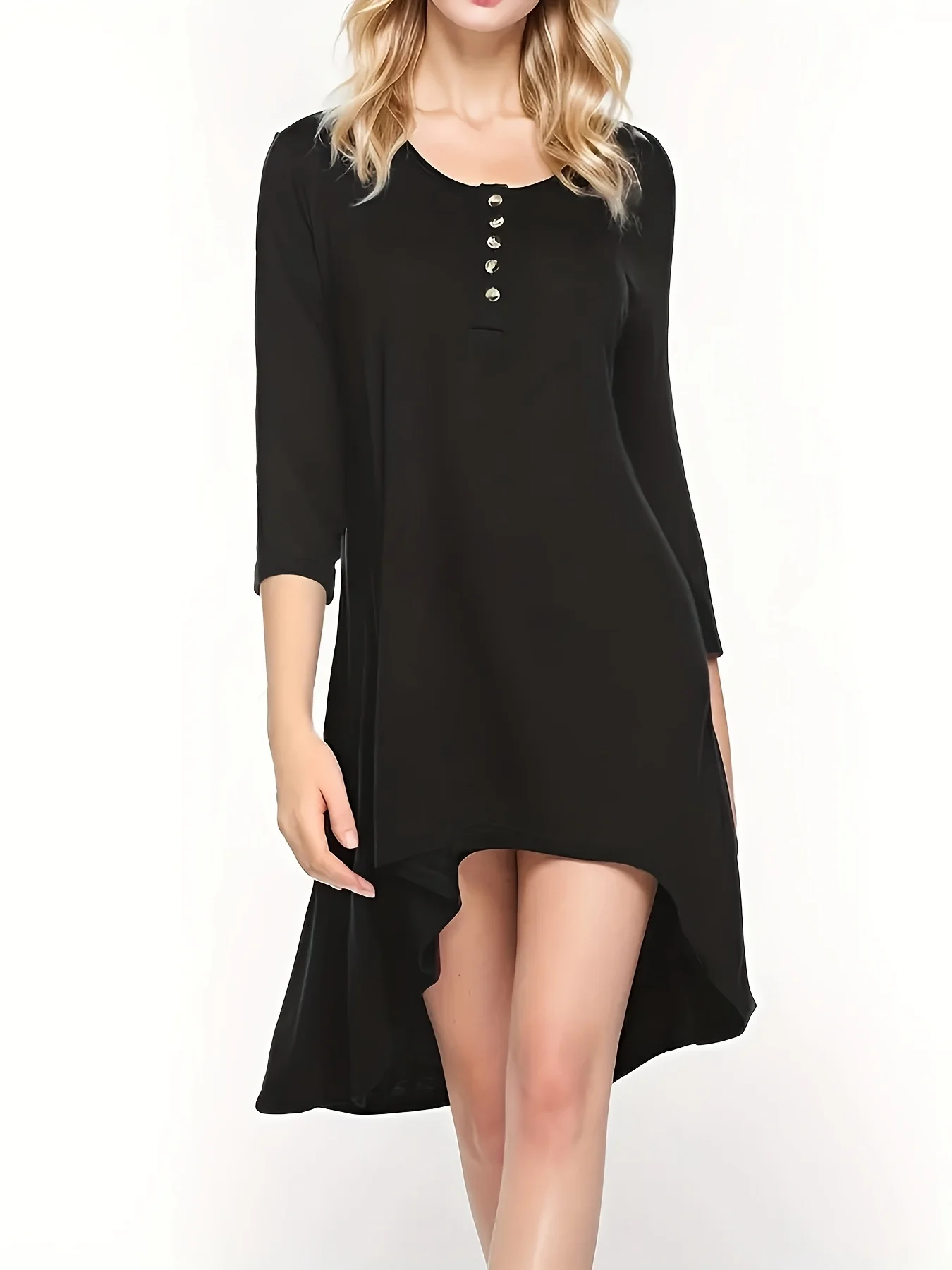 

Пуговица с круглым воротником, короткая юбка неровного полога, высокая эластичность, утягивающая ткань, подходит для повседневного отдыха.