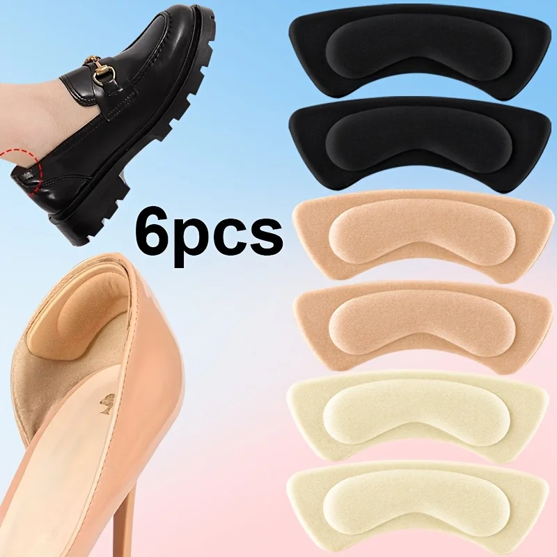 6 pares de plantillas acolchadas, forros de espuma antideslizantes que absorben los golpes para zapatos de tacón alto, botas, zapatos de vestir, comodidad durante todo el día, negro, blanco, beige