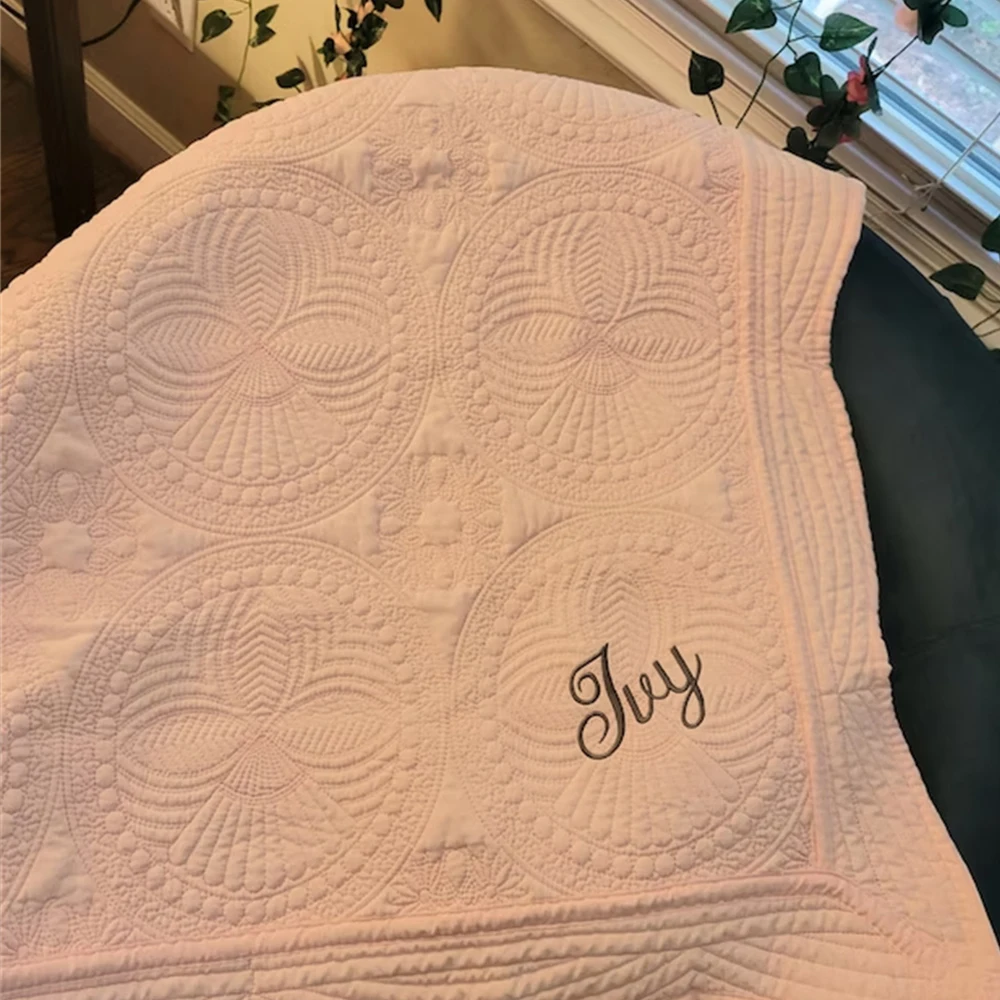 Custom Personalized Name Baby Nursery Quilts Embroidered Name Newborn Baby Shower Gift Blankets Monogrammed Infant Gift Quilts