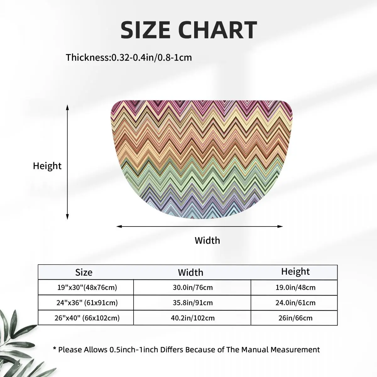 Home Decor Zig Zag Zigzag Chevron Soft Flannel Half Round Doormat Non Slip Bathroom Mat Absorbent Floor Carpet for Garage