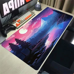 Laptop Gamer Mousepad landscape mountain sunset cartoon Mouse Pad Large Rug Locking Edge Keyboard 700x300 Desk Mat for CSGO LOL