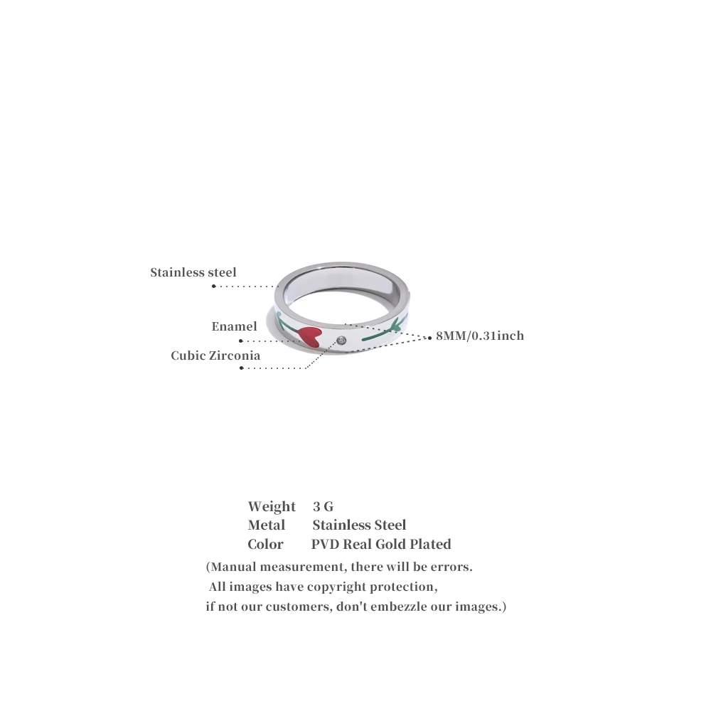 Yhpup # Edelstahl Emaille Blume Farbe Retention Mode Ring Neue Stil Wasserdicht Charme Exquisite Schmuck Großhandel – Detail 5
