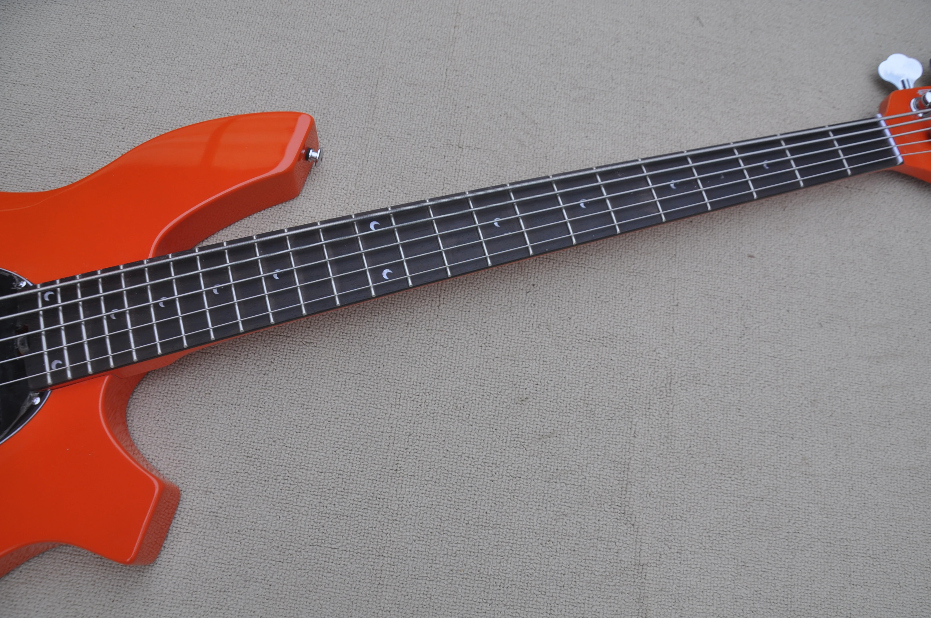 5 Strings Orange Electric Bass Guitar with Rosewood Fretboard,24 Frets,Can be Customized