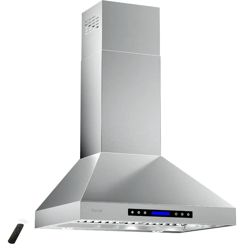 Range Hoods 30 In -Wall Mount Range Hood Stainless Steel 900 CFM,Touch Panel Control With Remote And LCD Display /4 Pcs Led Lamp