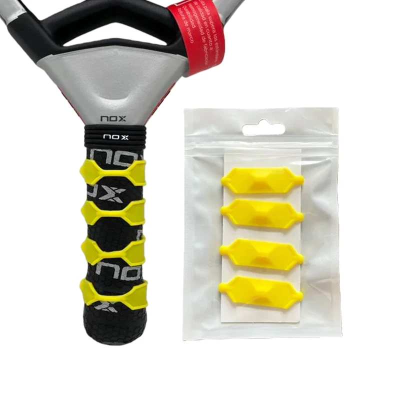 Tennisschläger-Griffverbesserungsringe, 4 Farben, Erhöhen die Reibung und Reduzieren Vibrationen, Silikonmaterial, 4er-Pack, Padel-Zubehör G