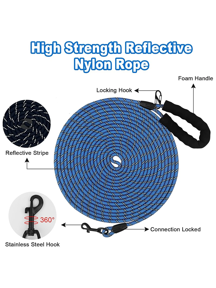 Long Dog Training Lead With Padded Handle For Walking And Training_voghion.com