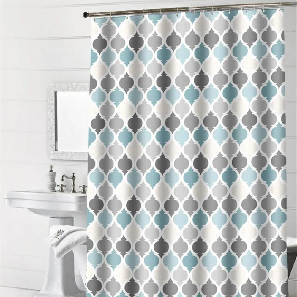 Large Wide Bathroom Shower Curtain Waterproof Bathroom Curtains Polyester Bath Curtain Bathtub Bathing Cover with 12 Hooks