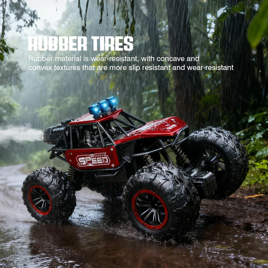 2.4g Remote Control Off-Road Alloy Car with Shock Absorbers, Climbing Fast Car with Music, Lights, and Spray, Children's Electric Rc Toy, Boys' Holiday Gift