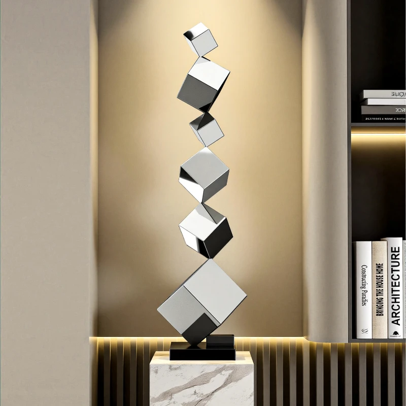 Modern light luxury square geometry, an artistic soft decoration model room