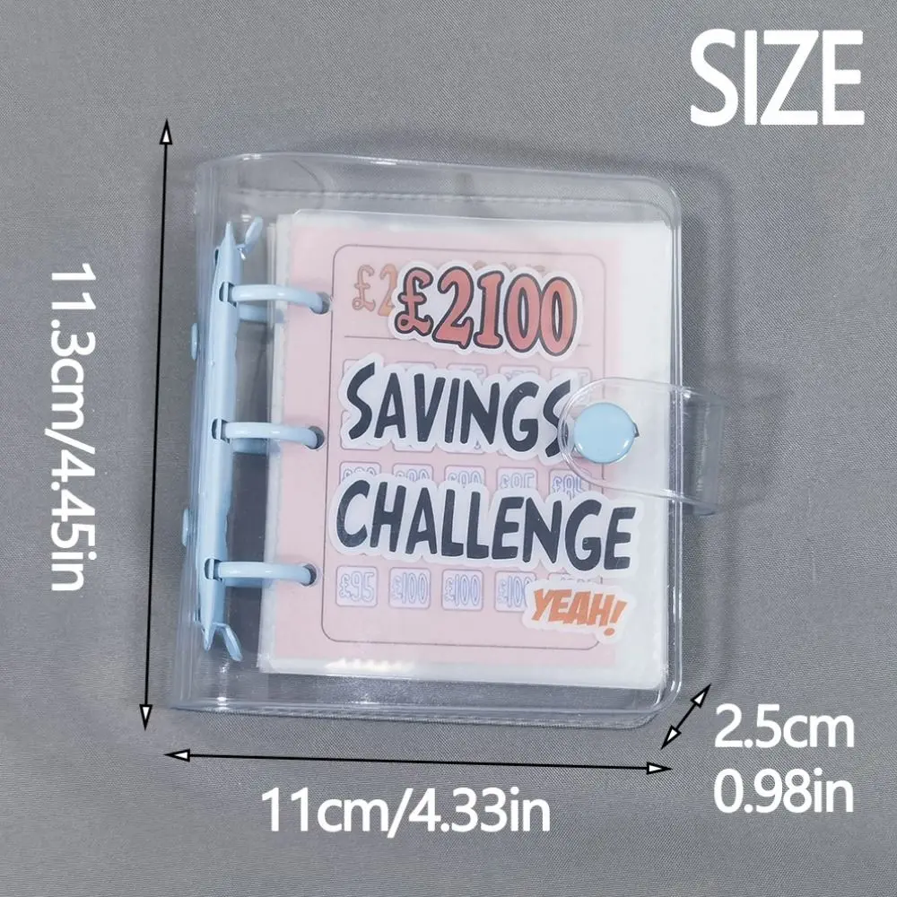 Imagem -06 - Mini Fichário para Economia de Dinheiro 150 500 1000 2100 5000 Libras Criativo Mini Fichário de Orçamento Pvc Portátil Livro de Desafios de Economia