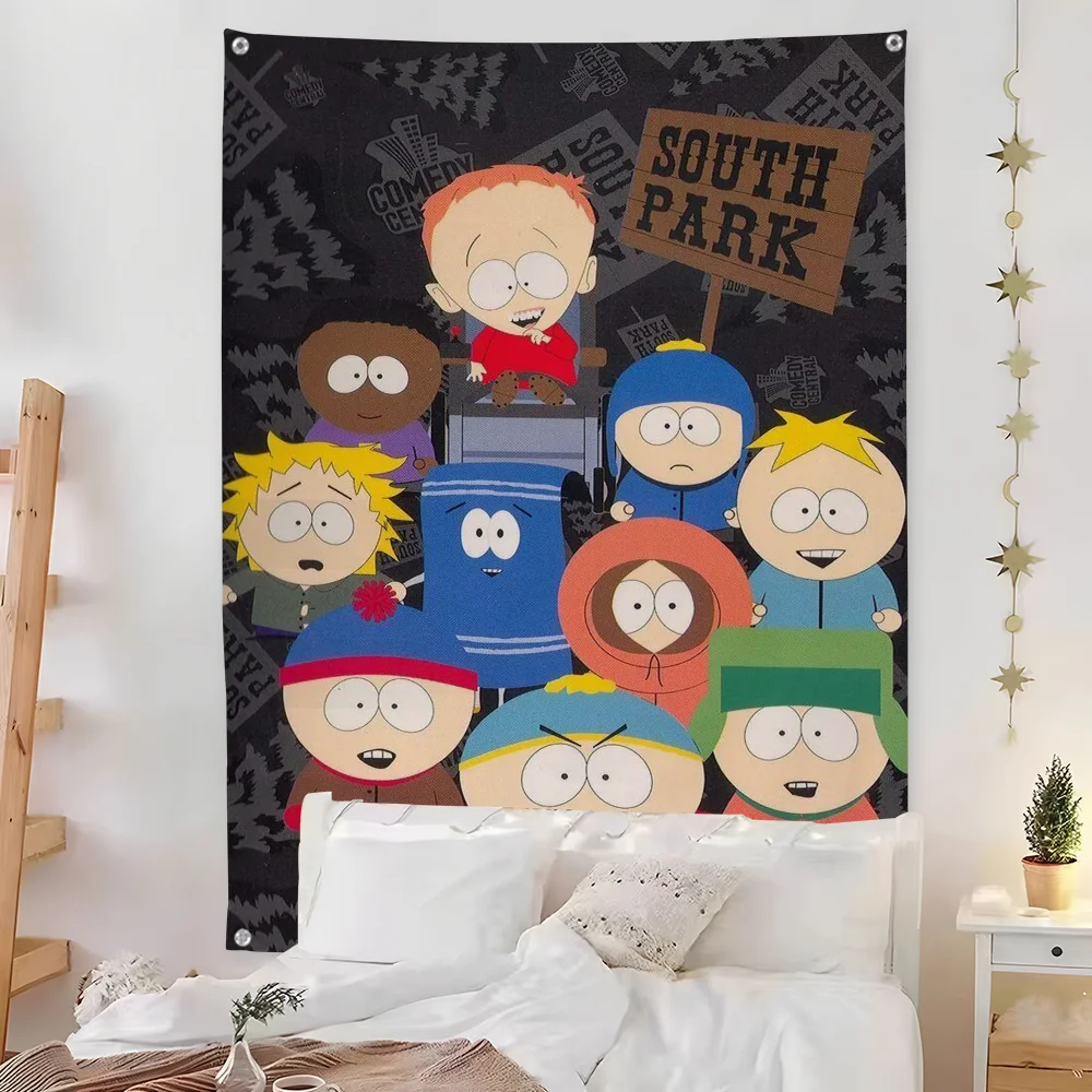 S-South Cartoon-Park Flag Bedroom Living Bar Garden Outdoor Microfiber Festival Decoration Background Art Banner - Image 6