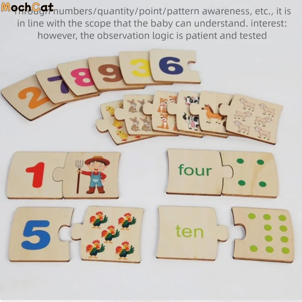 

Montessori Number Matching Toys Points Cartoon Animal Brain Traing Toys Early Educational Multifunction
