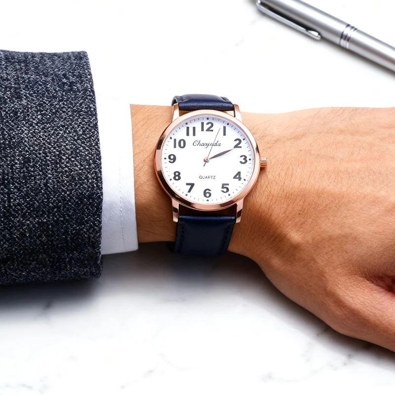 New Fashion Woman Man Gentleman Business Formal Leather Big Digital Large Dial Wrist Watches Father Dad Mother Birthday Gifts