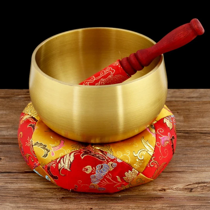 Brass Buddha Sound Bowl for Meditation Music Therapy Singing Tibetan Buddhist Supplies and Home Decor Ornament