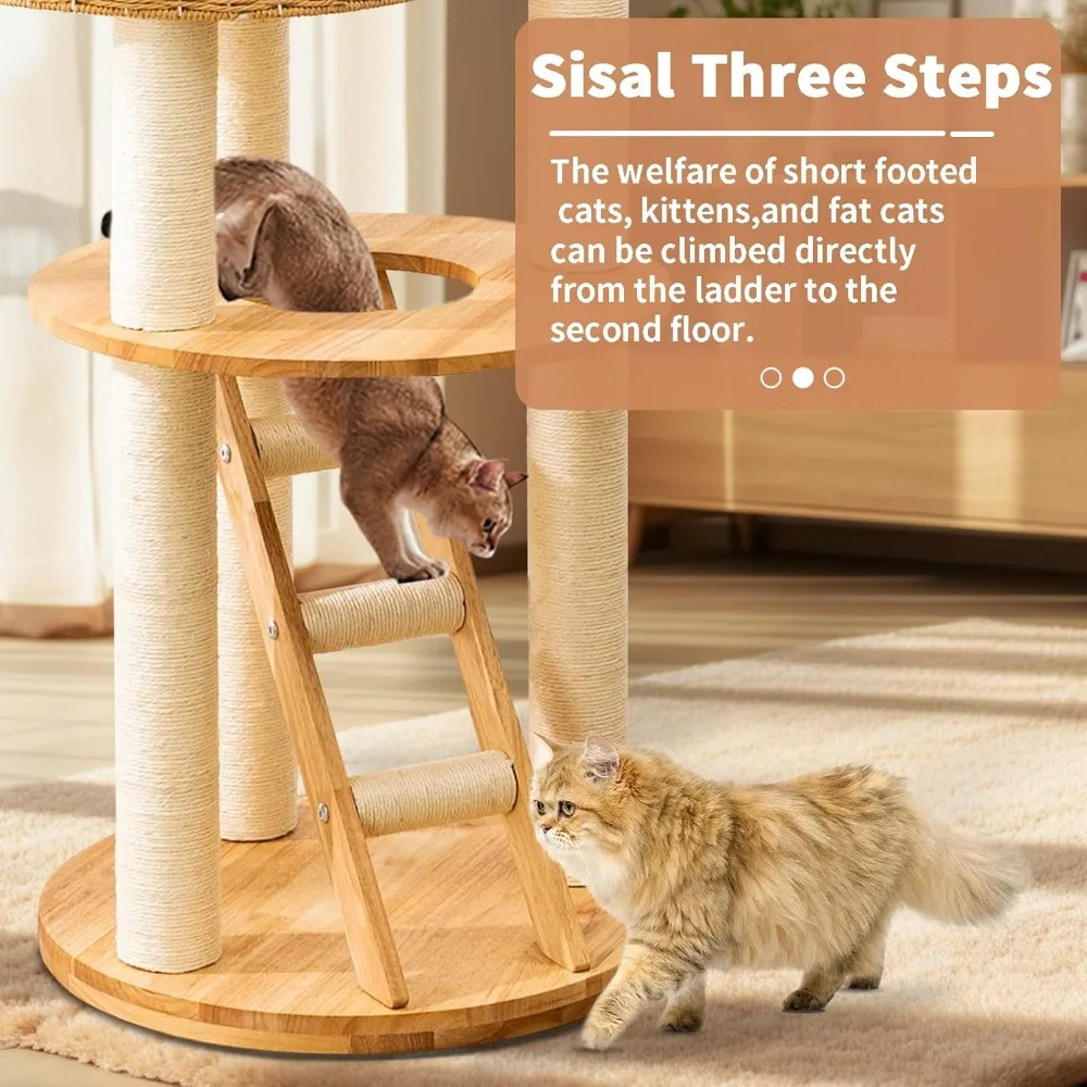 Torre de árvore para gatos de design moderno grande, postes de arranhões cobertos de sisal para gatos internos