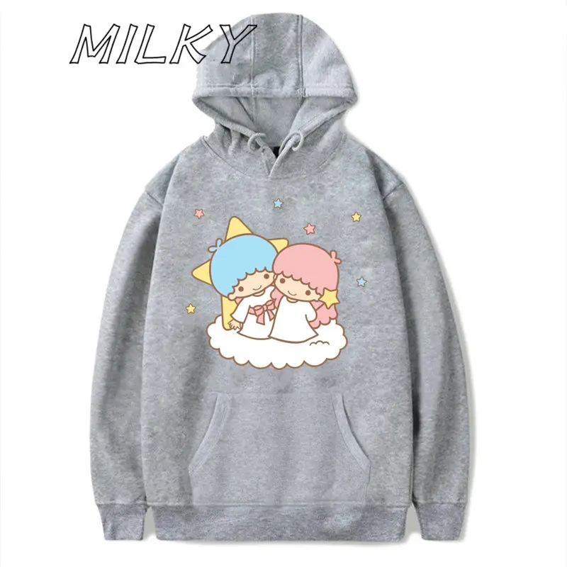 Vintage Little Twin Stars Printed Hoodie Street Style Casual Hoodie Fashion Kiki Lala Women\'s Long Sleeve Clothing Dropshipping