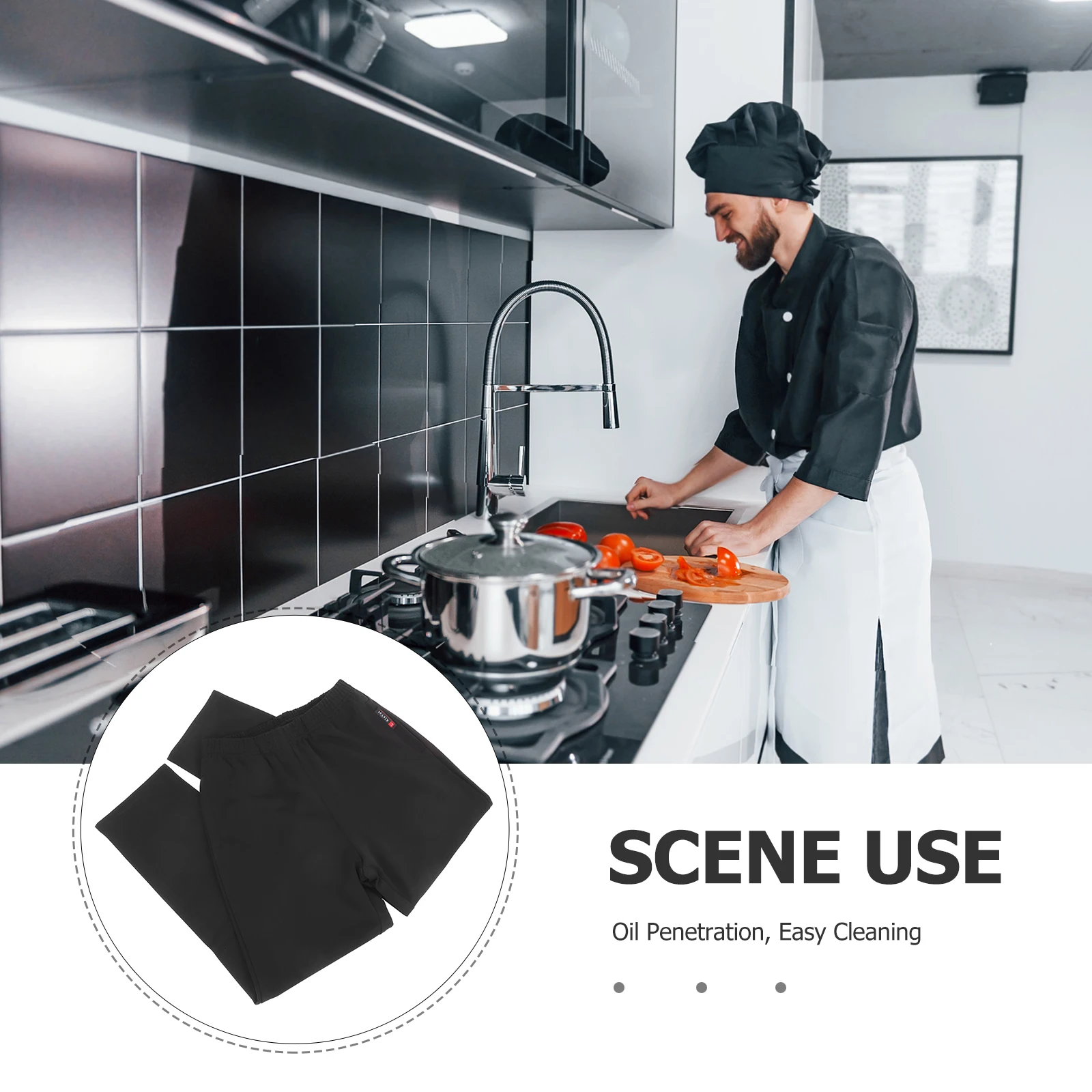 Chef Pants Men Black Xl Elastic Waist Drawstring Kitchen Uniform Breathable Cotton Cargo Work Pants For Restaurant Hotel