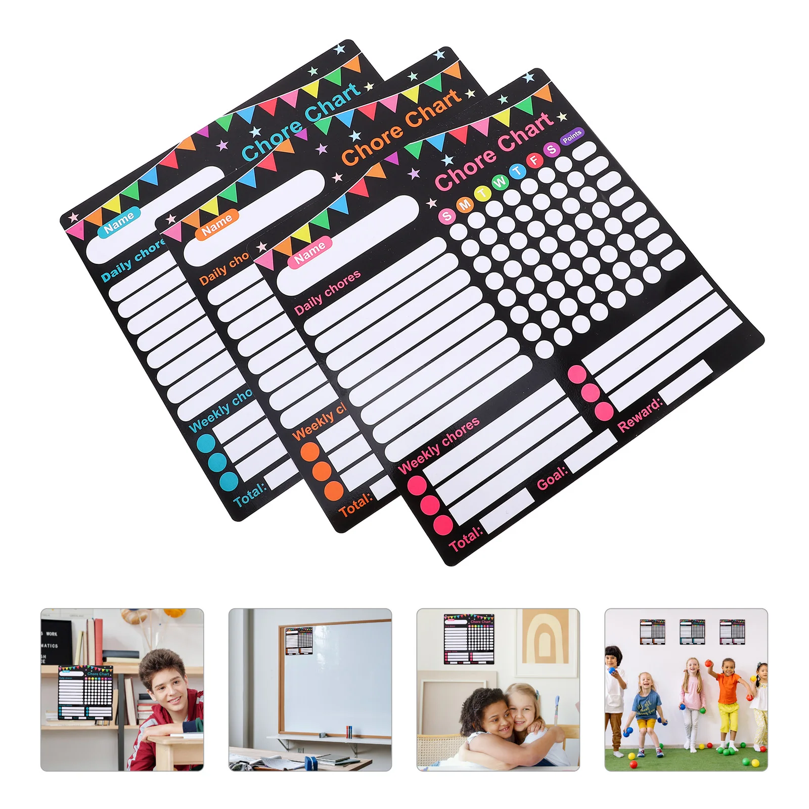

3Pcs Weekly Planner Whiteboard Responsibility Chart Reward Chart Chore Charts for Family Home Weekly Planner