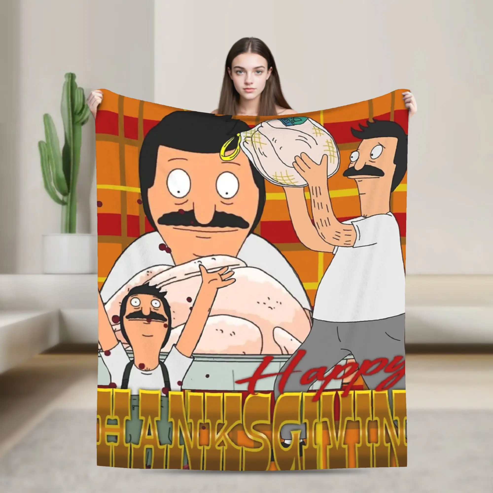 

B-Bob Burgers Thanksgiving Song Blanket Ultra-Soft Fleece Cozy Present Happy Thanksgiving Throw Blankets Bedding Throws