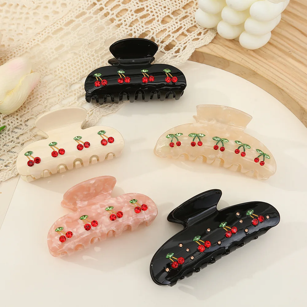 

Японская корейская заколка для волос из ацетата вишни, ниша, милая винтажная заколка с когтями, витая прическа, ручка-бабочка, свежий стиль, аксессуар для волос