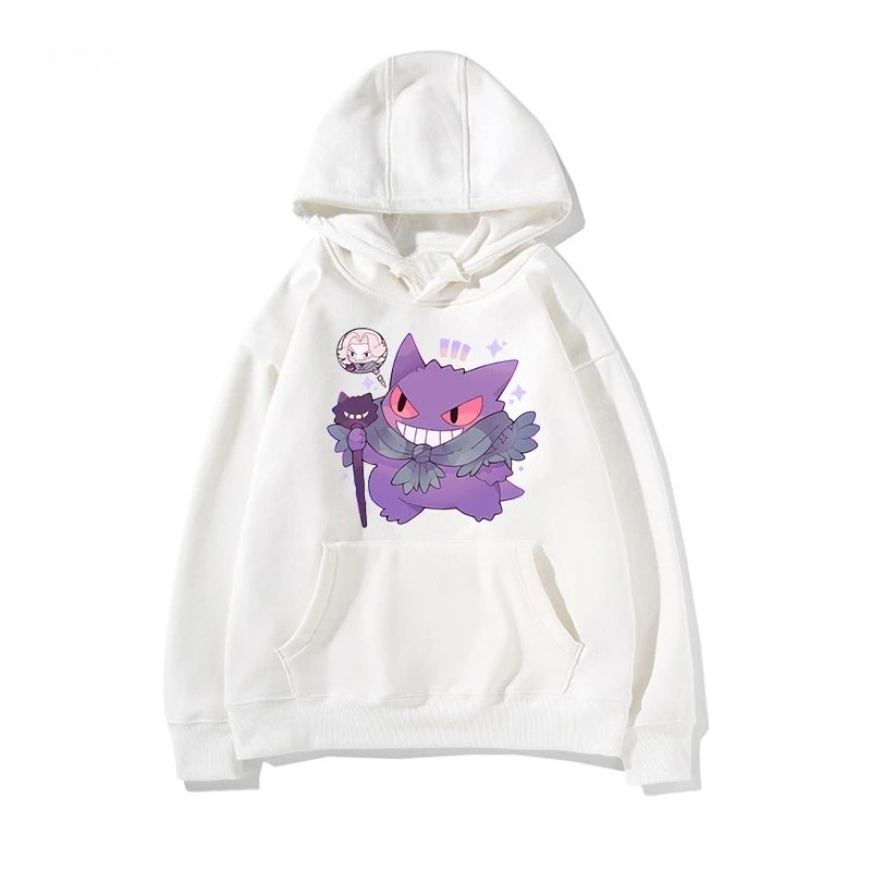 Cute Cartoon Pokémon Gengar Printed Hoodie for Men and Women Autumn/winter New Y2K Harajuku Large Size Casual Trend Sweater Top