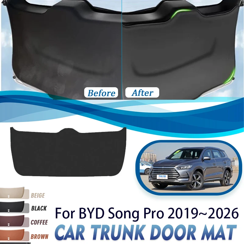 Leather Car Rear Trunk Door Pads For BYD Song Pro DM-i EV 2019~2026 Waterproof Mats Tailgate Carpets Boot Rugs Carro Acesssories