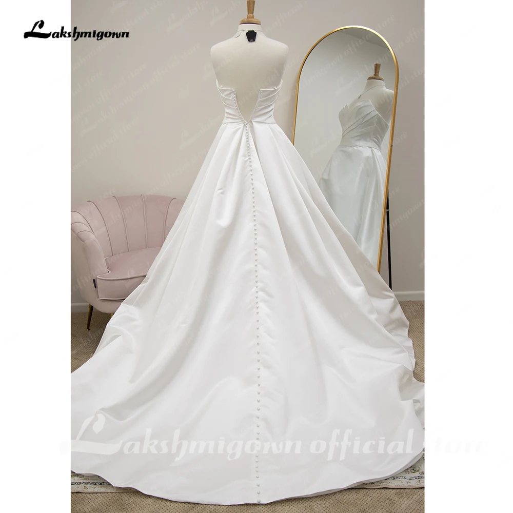 Lakshmigown Princess Bridal Satin Wedding Dresses For Women Brautkleider 2024 Sweetheart Pleat Civil Beach Bridal Gowns