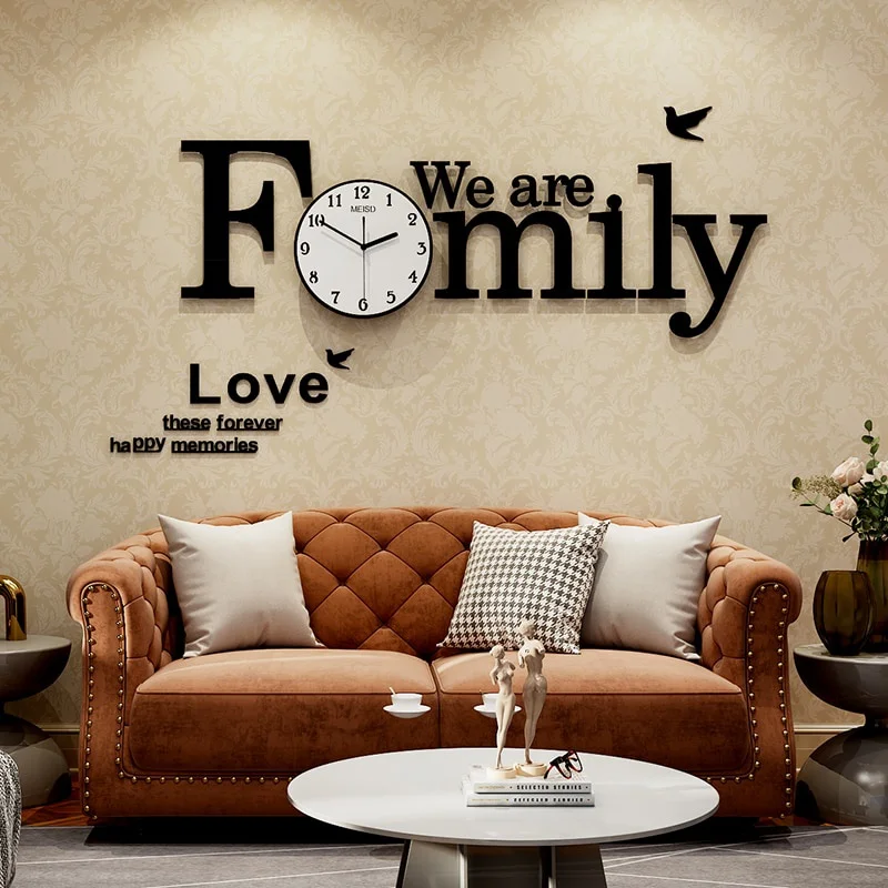 Unique Acrylic Wall Clock Creative Silent Large Family Clock For Office Home Living Room Wall Art Home Decorations