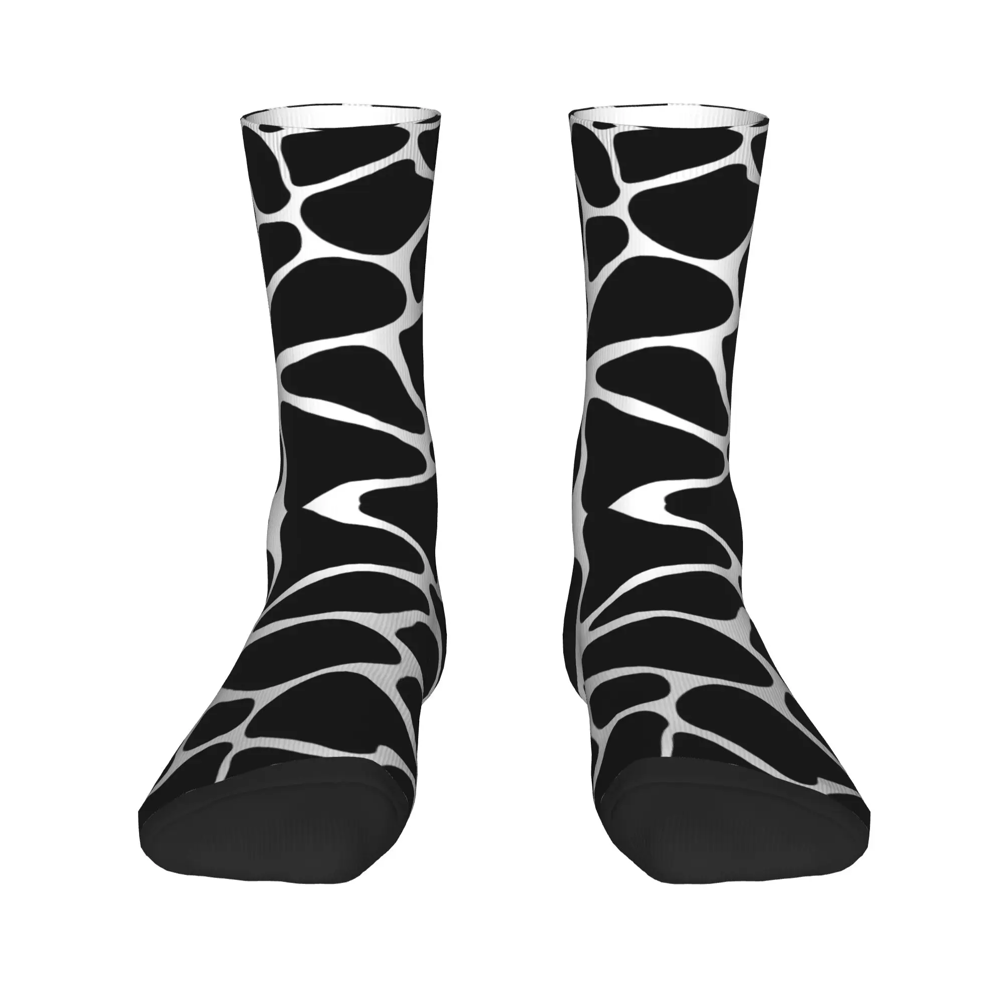 

Забавные чулки, женские черно-белые носки из воловьей кожи с рисунком для мужчин, эластичные зимние носки с графическим рисунком