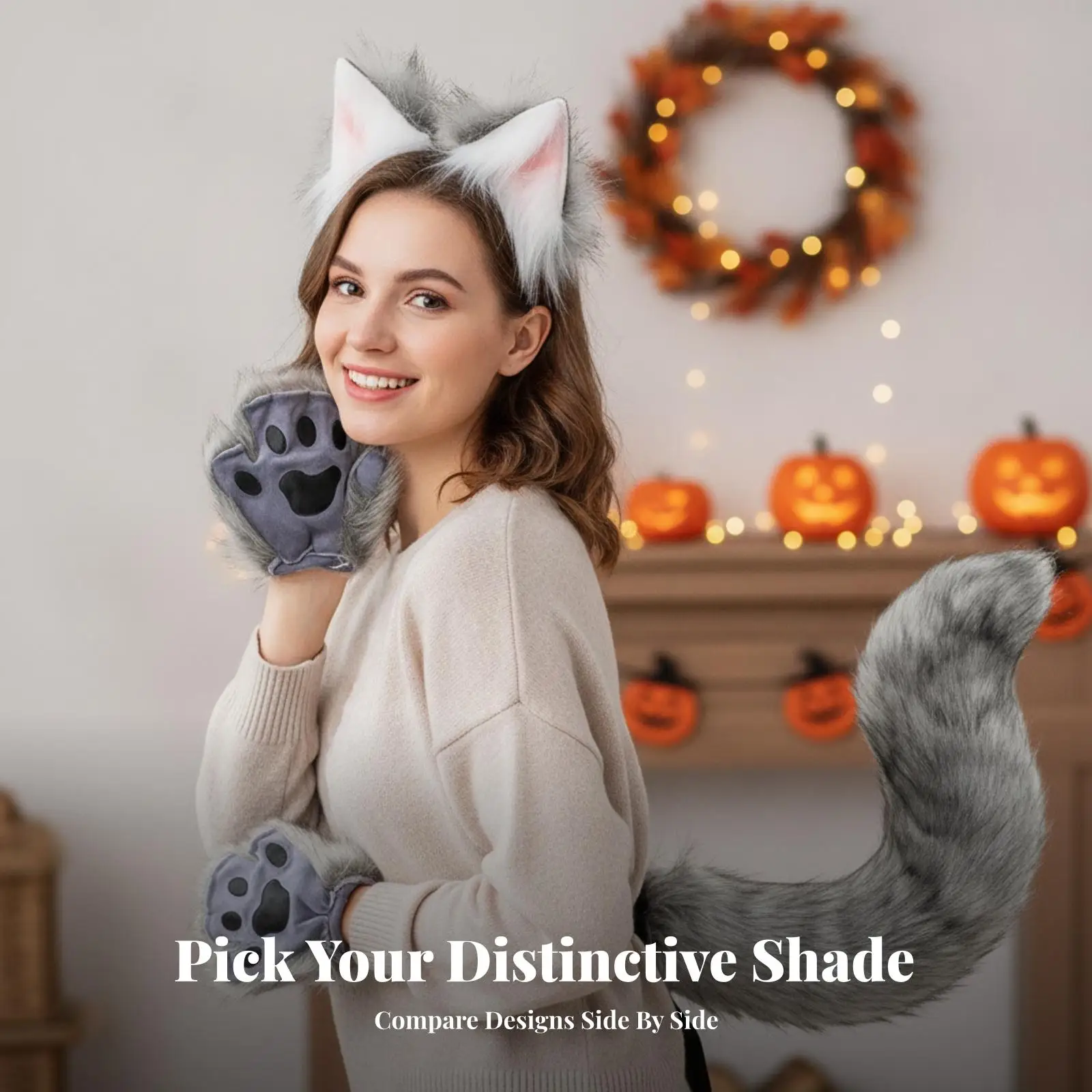 Soft Costume Set with Headband and Tail | fuzzy soft pile Details, Playful,