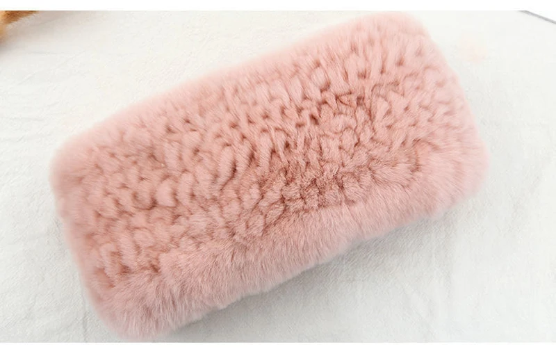 Luxuriöses Winter-Stirnband für Damen aus 100% Rex-Kaninchenfell, Elastisches Haarband aus Echtfell, Hochwertige Mode-Accessoires – Detail 7