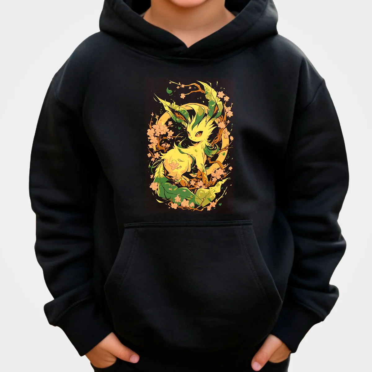 Pokemon Anime Gengar Sudadera con capucha de algodón negro con efecto de salpicaduras rosa azul verde patrón brillante multicolor ajuste suelto Otoño Invierno