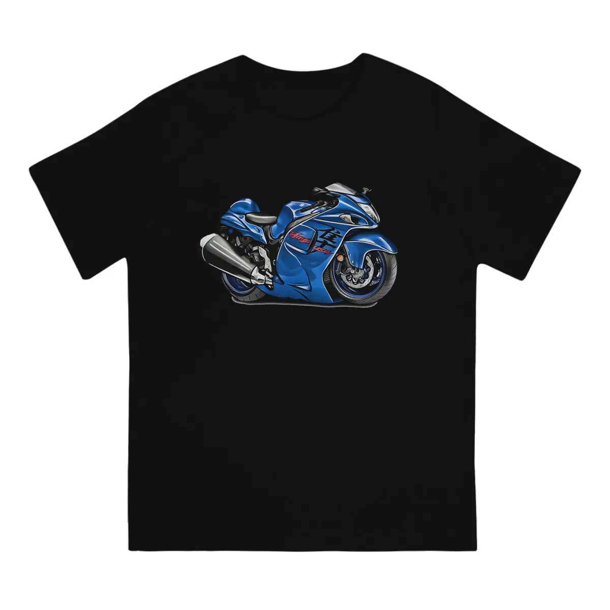 Motorcycle Motorbike Illustration Blue Men TShirt Hayabusa Crewneck Tops 100% Cotton T Shirt Funny High Quality Birthday Gifts