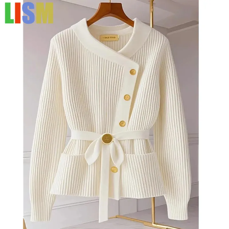 

Sweatshirts Women's clothing Y2k O-Neck Cardigan Sweater Women High Quality Long Sleeve Knitwear Female Casual Tops B803