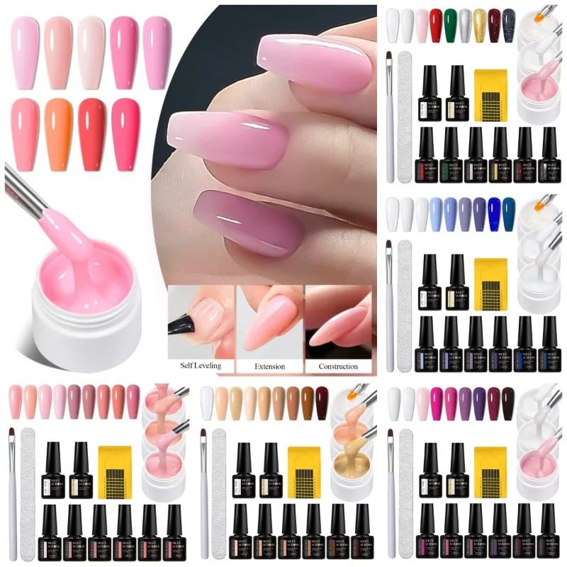 

14Pcs Extension Gel Nail Polish Set Color Gel Quick Building Complete Tools Nail Prolong Tool Nail Art Decorations Nail Supplies